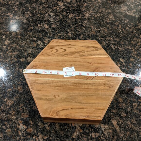 Multi-color Brown Hexagonal Wooden Serveware Tray - Picture 5 of 5